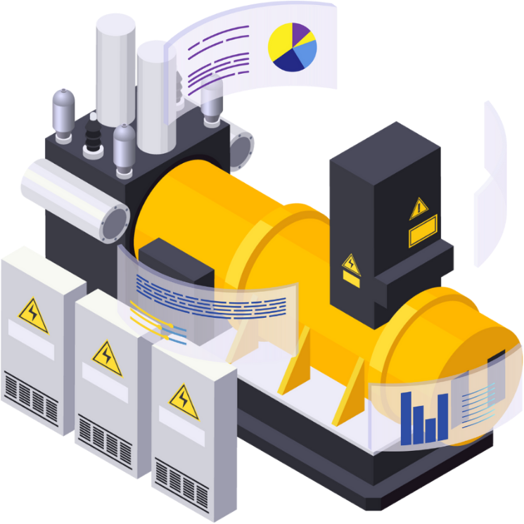 設備監視をデジタルツインで行いIoTデータが閲覧できている図